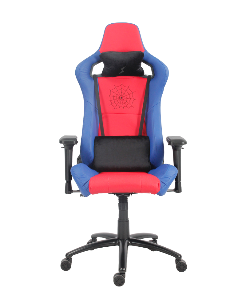 Červená modrá herná stolička Nastaviteľná kancelárska pretekárska stolička s kolieskami